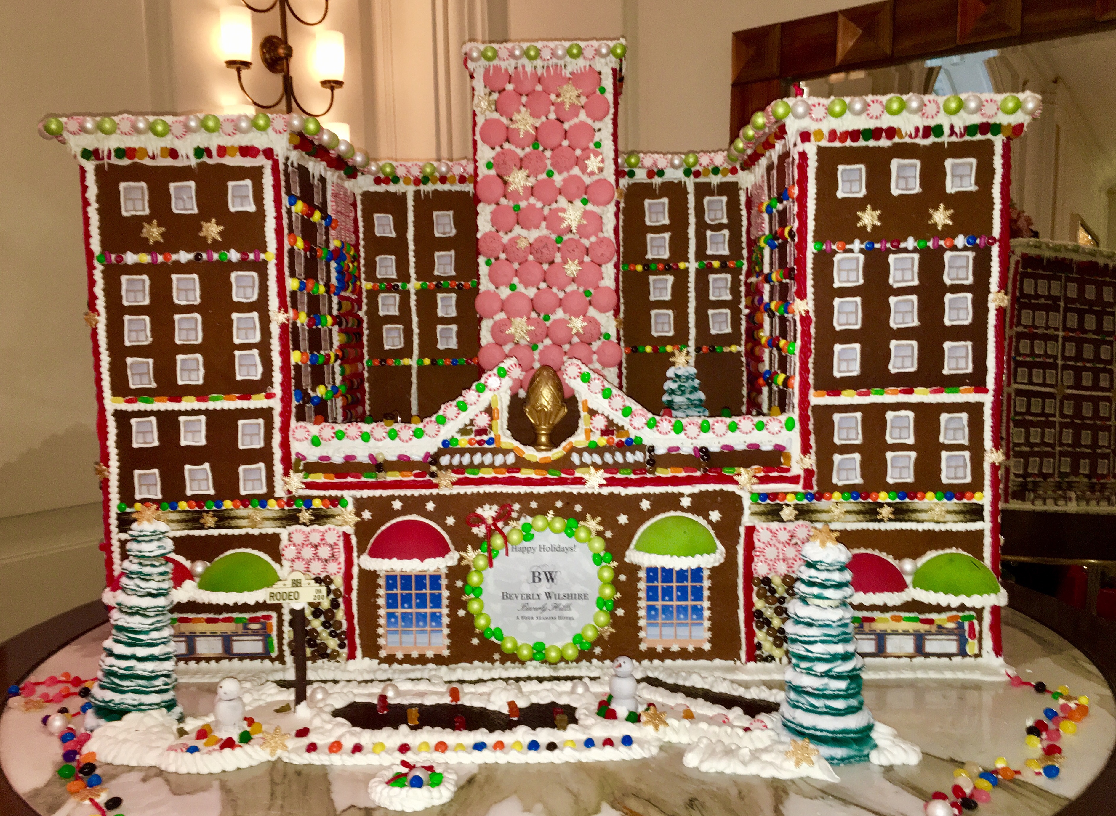 The wonderful gingerbread replica of the Beverly Wilshire Hotel.